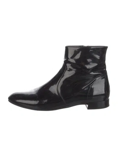 Pre-owned Prada Patent Leather Boots In Black