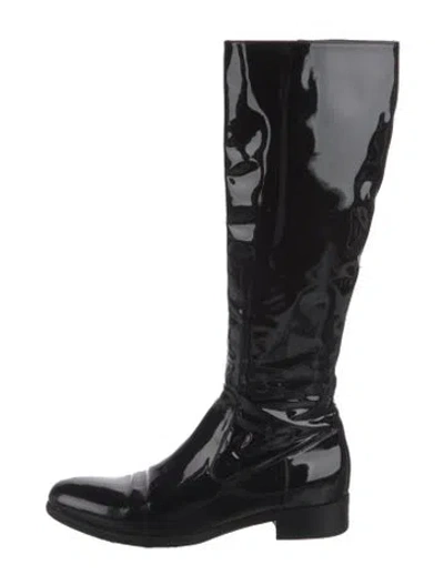 Pre-owned Prada Patent Leather Boots In Black