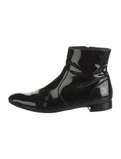 Pre-owned Prada Patent Leather Boots In Black