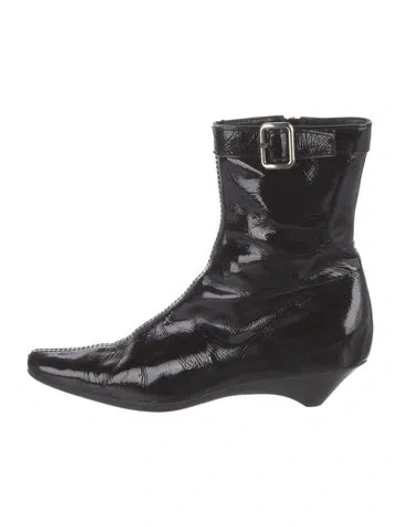 Pre-owned Prada Patent Leather Boots In Black