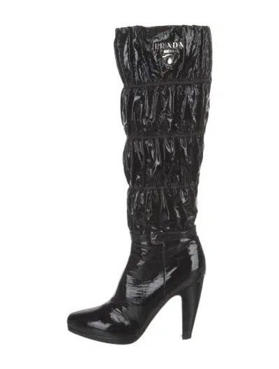 Pre-owned Prada Patent Leather Boots In Black