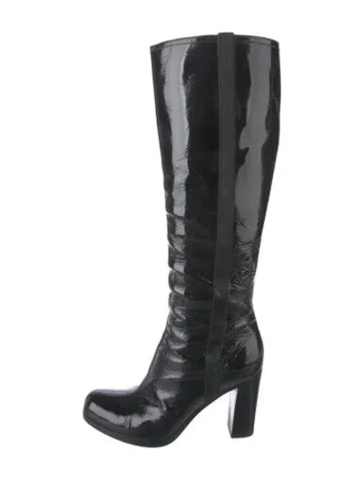 Pre-owned Prada Patent Leather Boots In Black