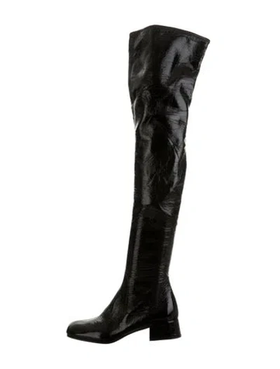 Pre-owned Prada Patent Leather Boots In Black