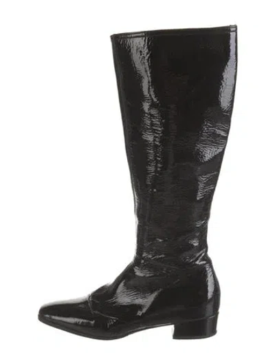 Pre-owned Prada Patent Leather Boots In Black
