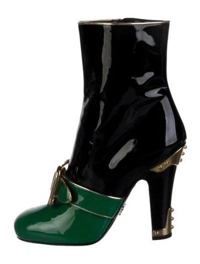 Pre-owned Prada Patent Leather Boots In Green
