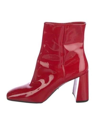 Pre-owned Prada Patent Leather Boots In Red
