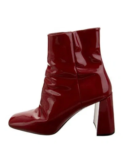 Pre-owned Prada Patent Leather Boots In Red