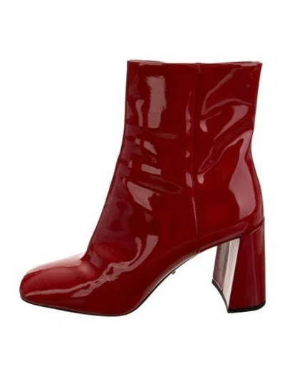 Pre-owned Prada Patent Leather Boots In Red