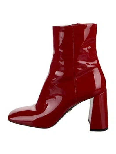 Pre-owned Prada Patent Leather Boots In Red