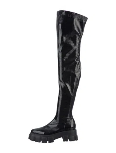 Pre-owned Prada Patent Leather Boots W/ Tags In Black