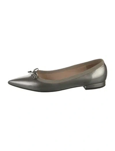 Pre-owned Prada Patent Leather Bow Accents Ballet Flats