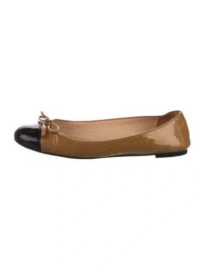 Pre-owned Prada Patent Leather Bow Accents Ballet Flats In Multi