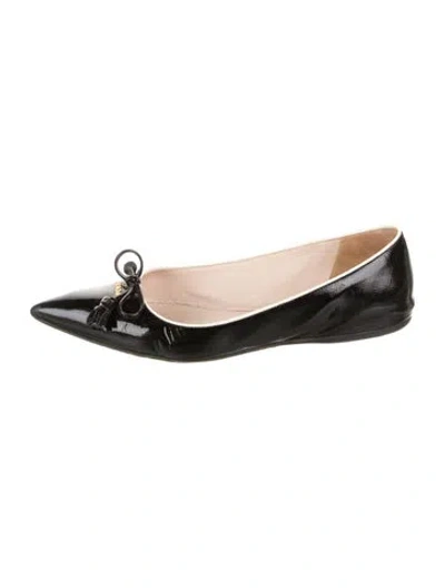Pre-owned Prada Patent Leather Bow Accents Ballet Flats In Multi