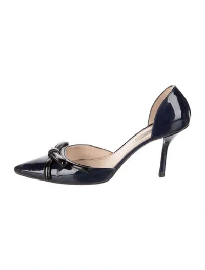 Pre-owned Prada Patent Leather Bow Accents D'orsay Pumps In Multi