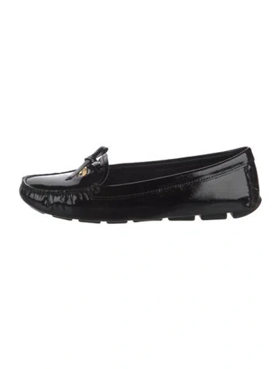 Pre-owned Prada Patent Leather Bow Accents Loafers In Black