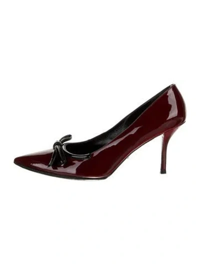 Pre-owned Prada Patent Leather Bow Accents Pumps In Multi