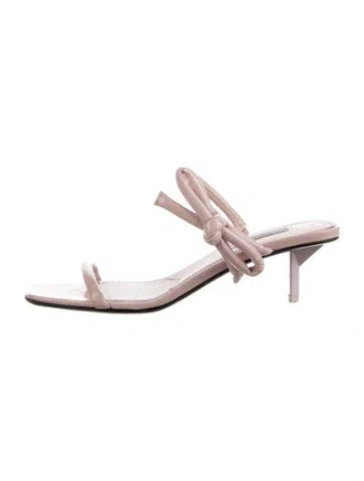 Pre-owned Prada Patent Leather Bow Accents Sandals In Pink