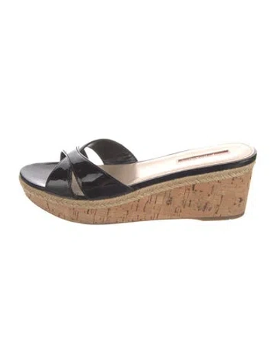 Pre-owned Prada Patent Leather Braided Accents Espadrilles In Black