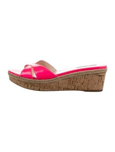 Pre-owned Prada Patent Leather Braided Accents Slides In Multi