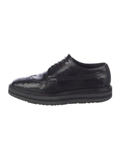 Pre-owned Prada Patent Leather Brogues In Black