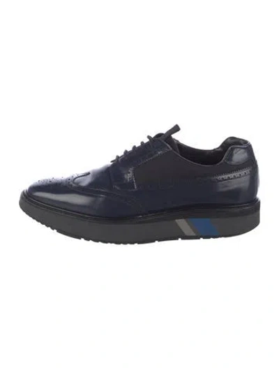 Pre-owned Prada Patent Leather Brogues In Blue