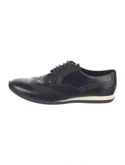 Pre-owned Prada Patent Leather Brogues In Blue