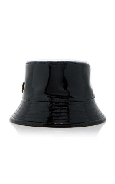 Prada Patent Leather Bucket Hat In Black