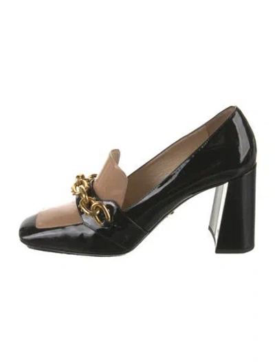 Pre-owned Prada Patent Leather Chain-link Accents Pumps