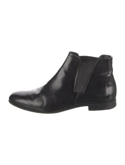 Pre-owned Prada Patent Leather Chelsea Boots In Black
