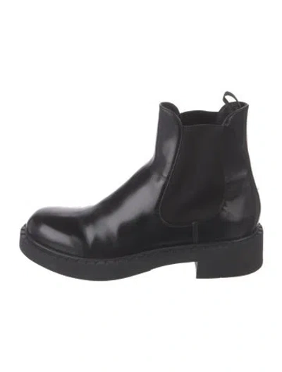 Pre-owned Prada Patent Leather Chelsea Boots In Black