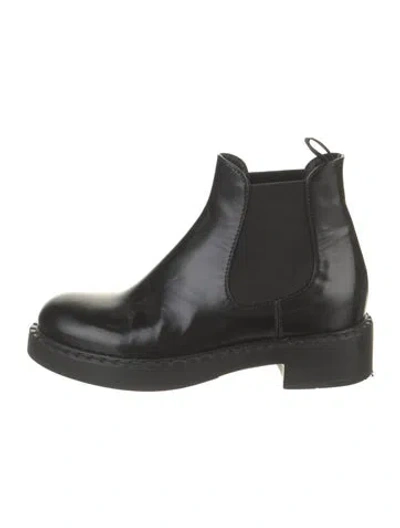 Pre-owned Prada Patent Leather Chelsea Boots In Black