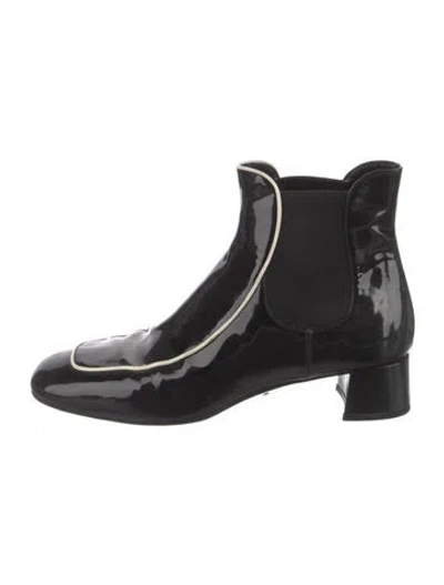 Pre-owned Prada Patent Leather Chelsea Boots In Black