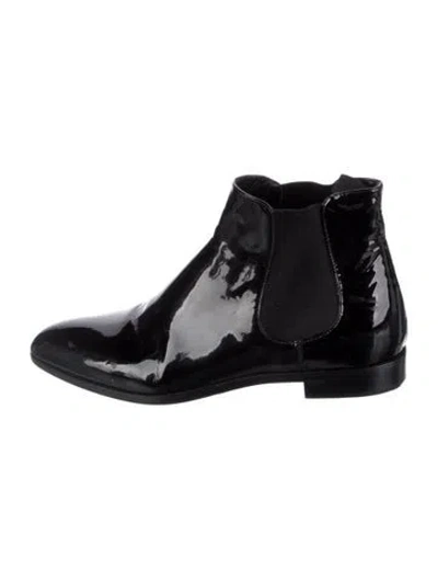 Pre-owned Prada Patent Leather Chelsea Boots In Black