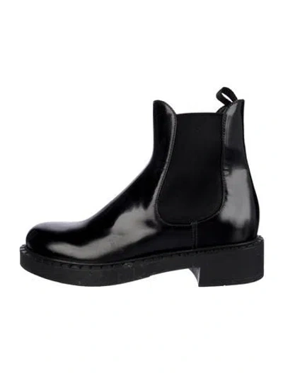 Pre-owned Prada Patent Leather Chelsea Boots In Black