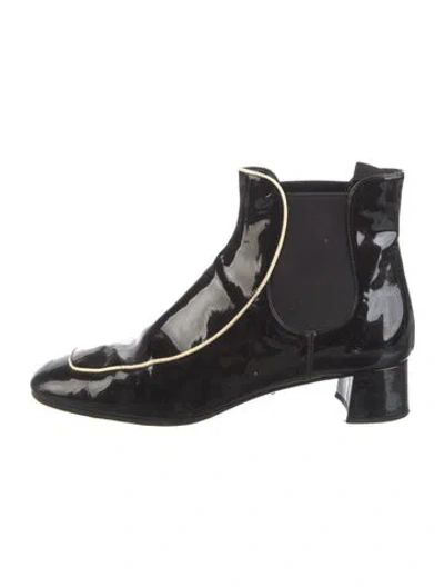 Pre-owned Prada Patent Leather Chelsea Boots In Black