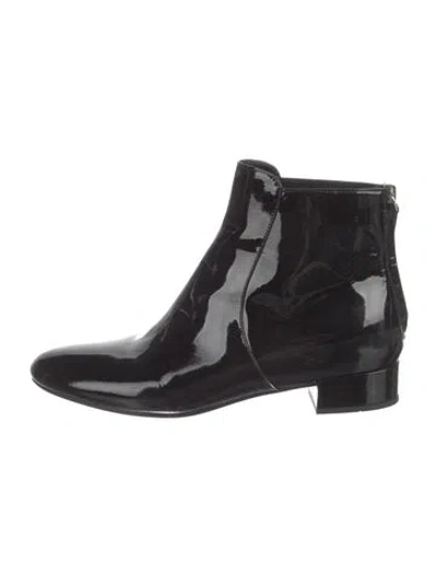 Pre-owned Prada Patent Leather Chelsea Boots In Black