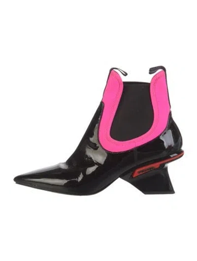 Pre-owned Prada Patent Leather Chelsea Boots In Pink