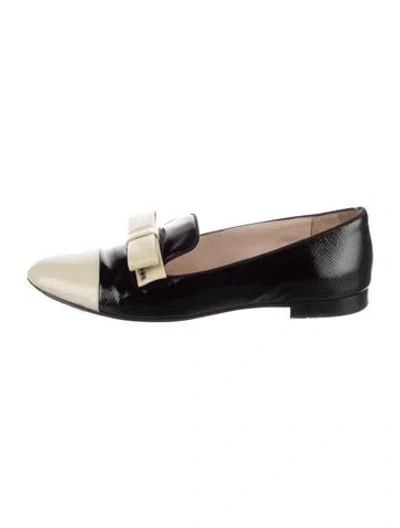 Pre-owned Prada Patent Leather Colorblock Pattern Loafers In Black