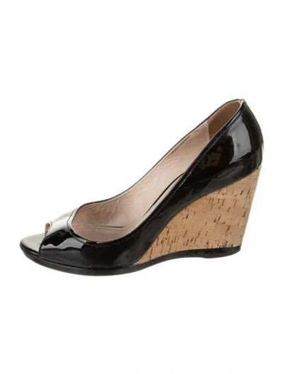 Pre-owned Prada Patent Leather Colorblock Pattern Pumps In Black