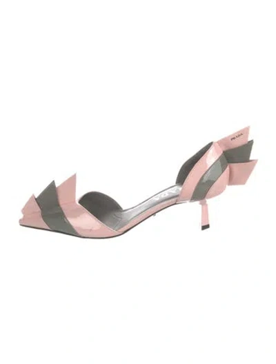 Pre-owned Prada Patent Leather Colorblock Pattern Pumps In Multicolor