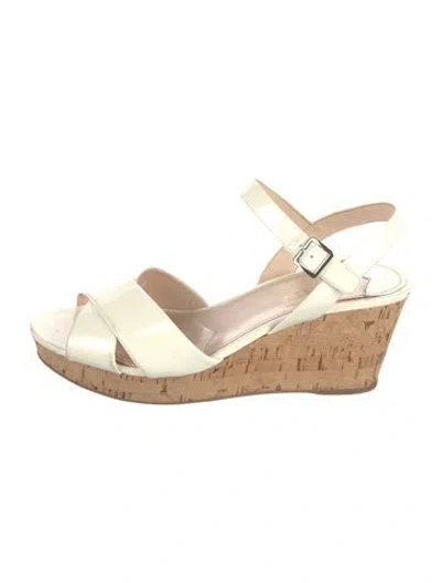 Pre-owned Prada Patent Leather Colorblock Pattern Slingback Sandals In Neutral