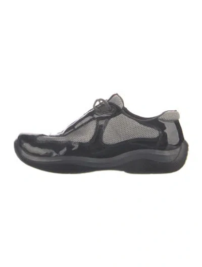 Pre-owned Prada Patent Leather Colorblock Pattern Sneakers In Gray