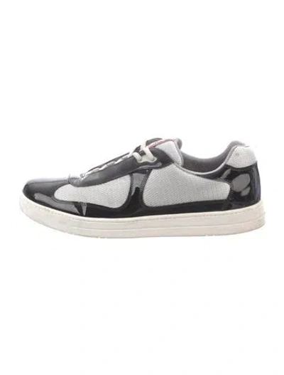 Pre-owned Prada Patent Leather Colorblock Pattern Sneakers In Gray