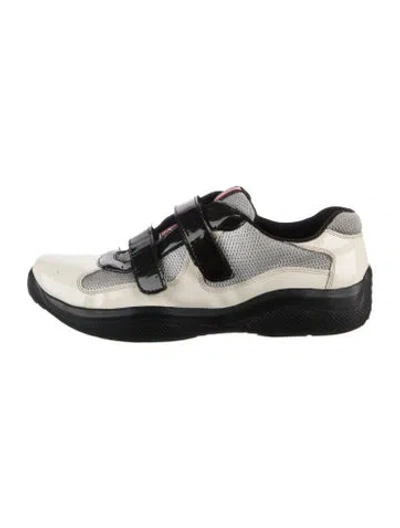 Pre-owned Prada Patent Leather Colorblock Pattern Sneakers In Neutral