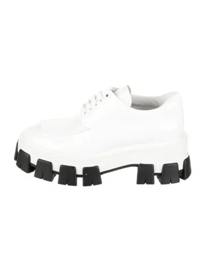 Pre-owned Prada Patent Leather Combat Boots In White