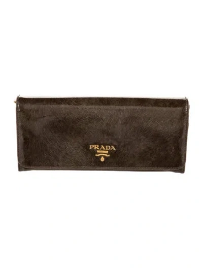 Pre-owned Prada Patent Leather Continental Wallet In Green