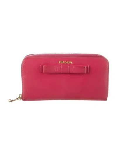 Pre-owned Prada Patent Leather Continental Wallet In Pink