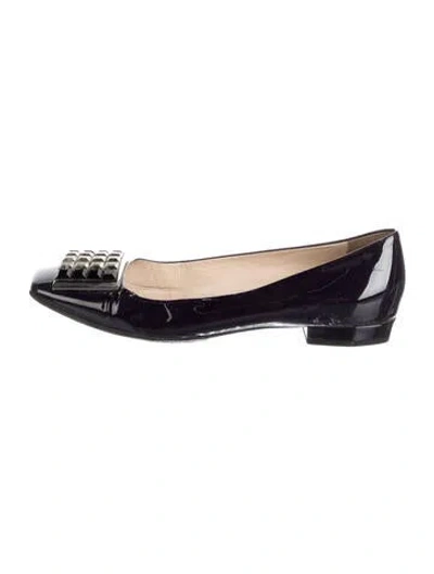 Pre-owned Prada Patent Leather Crystal Embellishments Flats In Purple
