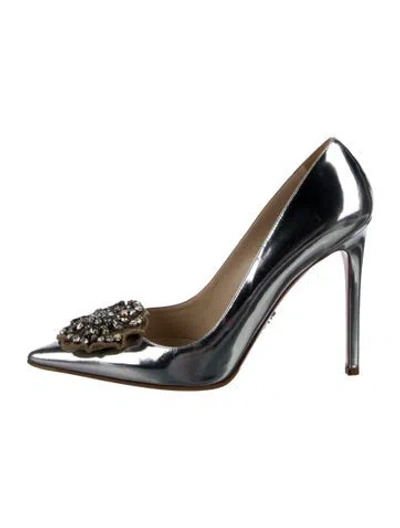 Pre-owned Prada Patent Leather Crystal Embellishments Pumps