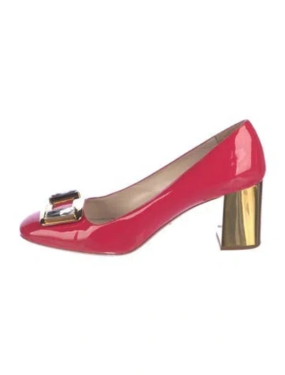Pre-owned Prada Patent Leather Crystal Embellishments Pumps In Pink